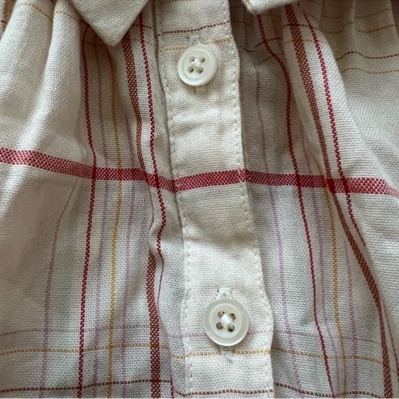 SMALL Madewell Central Popover In Fine Plaid Button Up Shirt Beige oversized - Picture 12 of 14